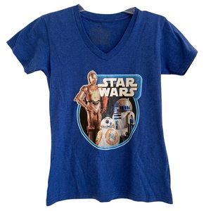 Star Wars Disney Store Blue Vneck Tee NWOT